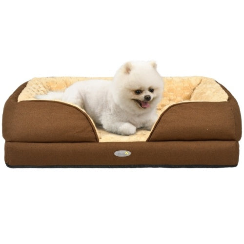 Dog Bed Pet Mattress  Removable Cover, Anti-Slip Bottom, For Small Dogs, 70L X 50W X 18Hcm - Brown