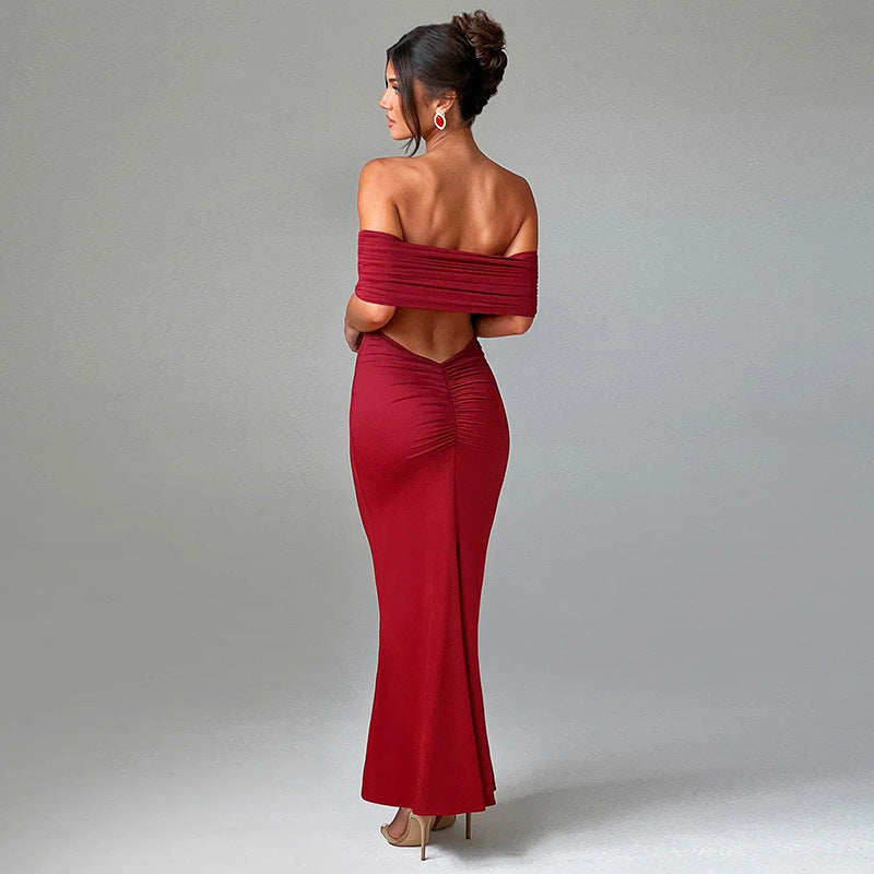 Elegant Sexy Backless Off-shoulder Dress Women