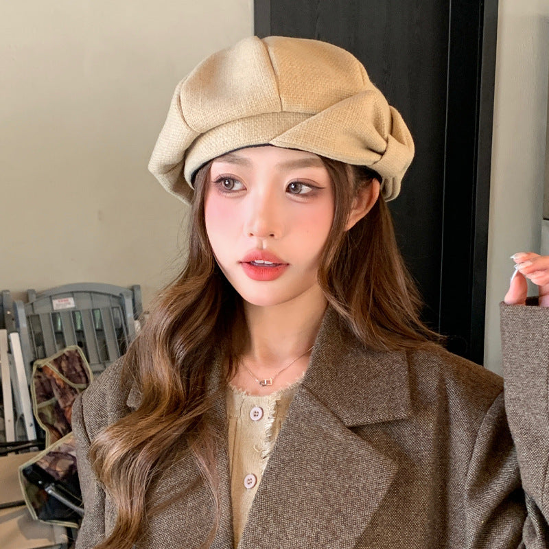 Bowknot Niche Crowd Beret Painter Cap Trendy