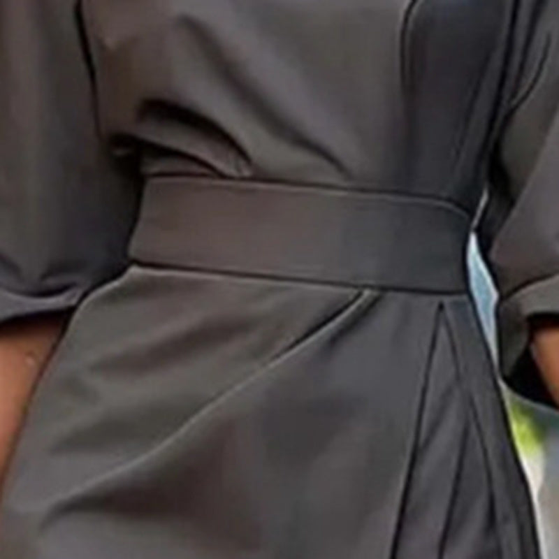 Plus Size Women's Elegant  Mid-Sleeve Maxi Dress