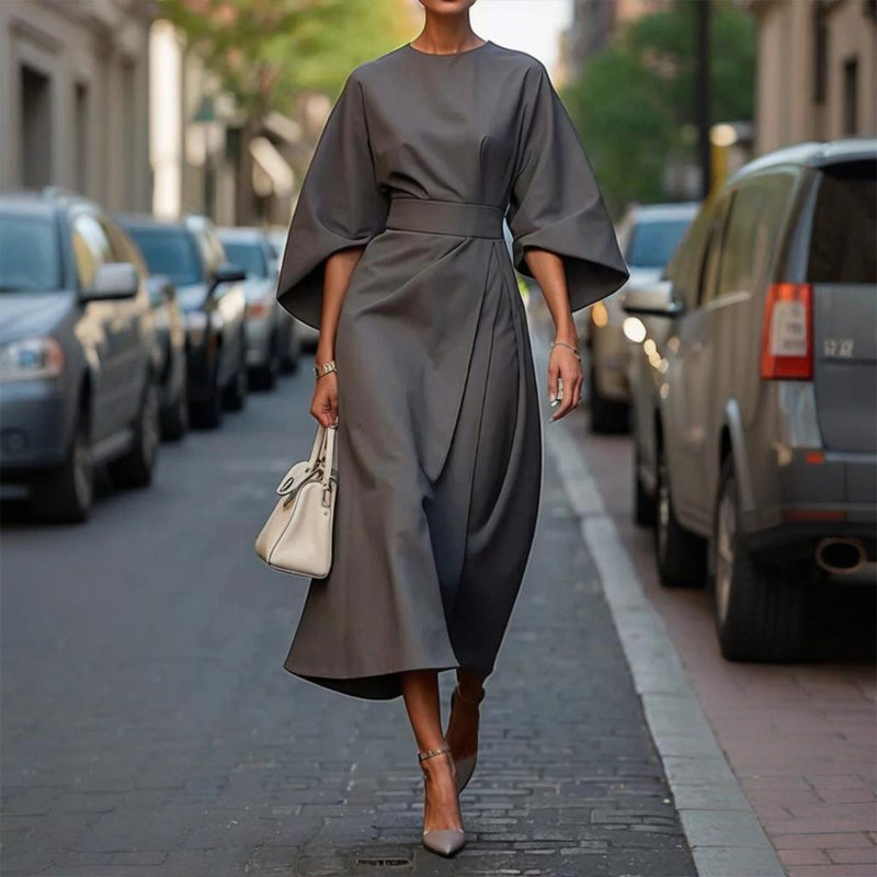 Plus Size Women's Elegant  Mid-Sleeve Maxi Dress