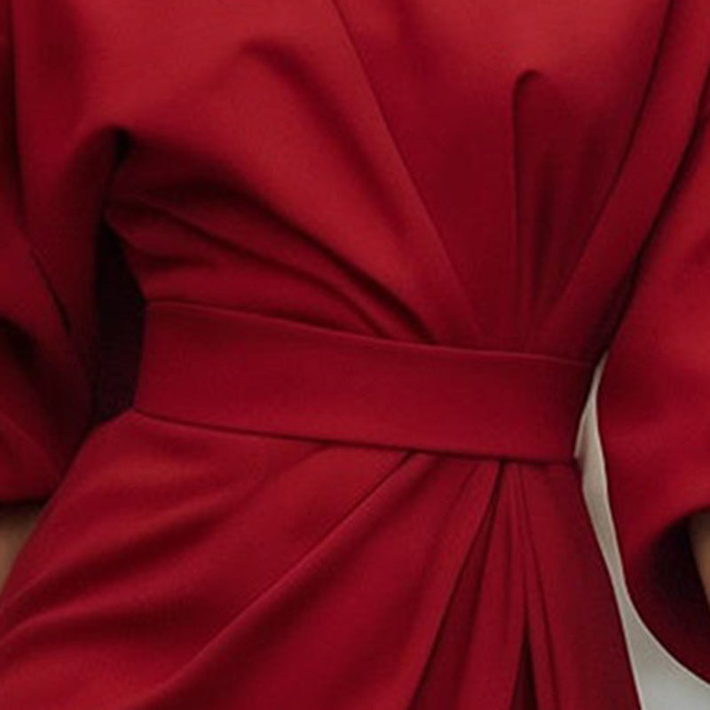 Plus Size Women's Elegant  Mid-Sleeve Maxi Dress