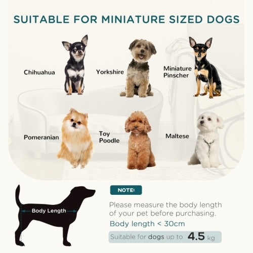 Dog Sofa Pet Chair, Kitten Bed Couch Wooden Frame, Removable Cushion -Grey