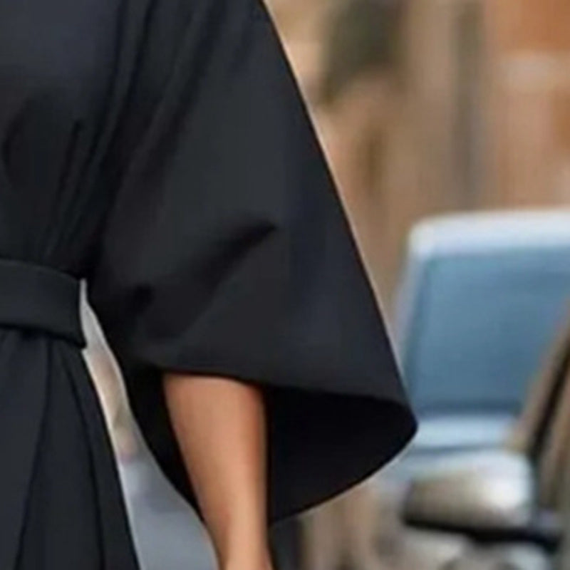 Plus Size Women's Elegant  Mid-Sleeve Maxi Dress